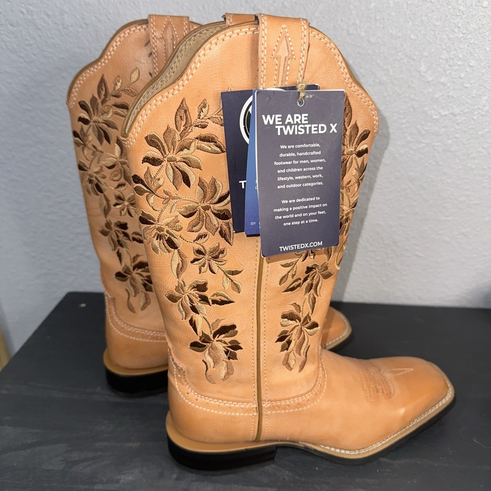 New Women's‎ Twisted X 13" Hooey Boot-WHY0012, Size: 6.5B Tan Embroidered Cowboy